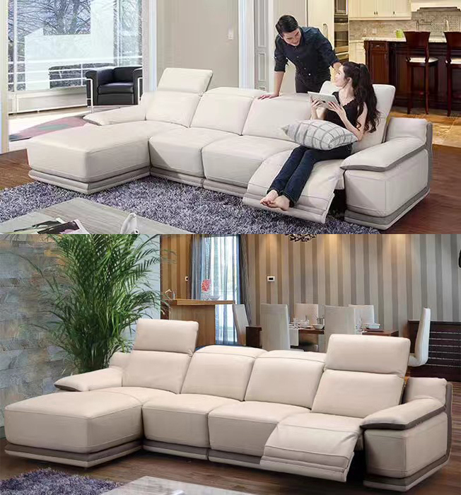 L Shape Leather Recliner Sofa Furniture, Modern Living Room Furniture (G17324)