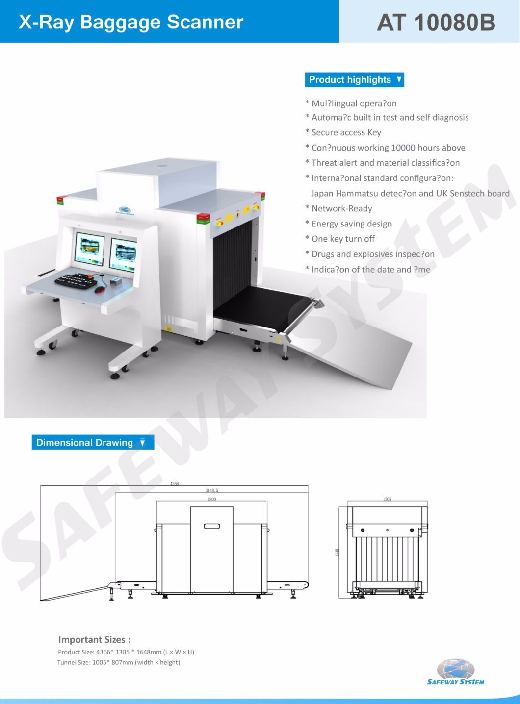 High Resolution X-ray Machine Baggage Scanner X-ray Equipment