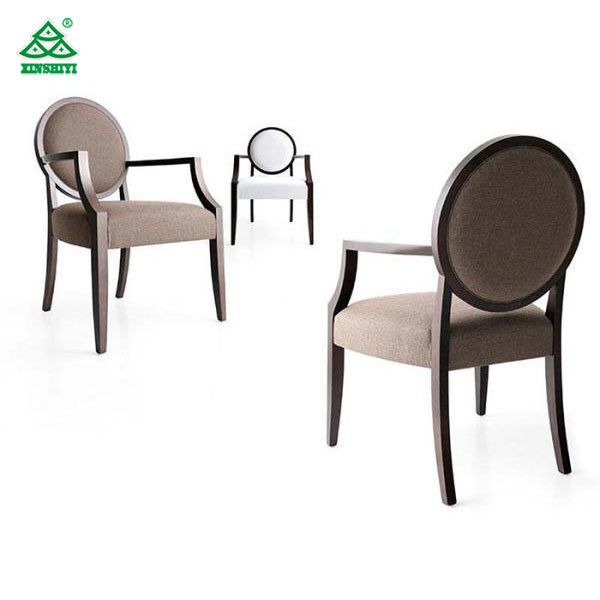 Beige Fabric Upholstered Modern Dining Room Chairs, Round Back Sponge Seat