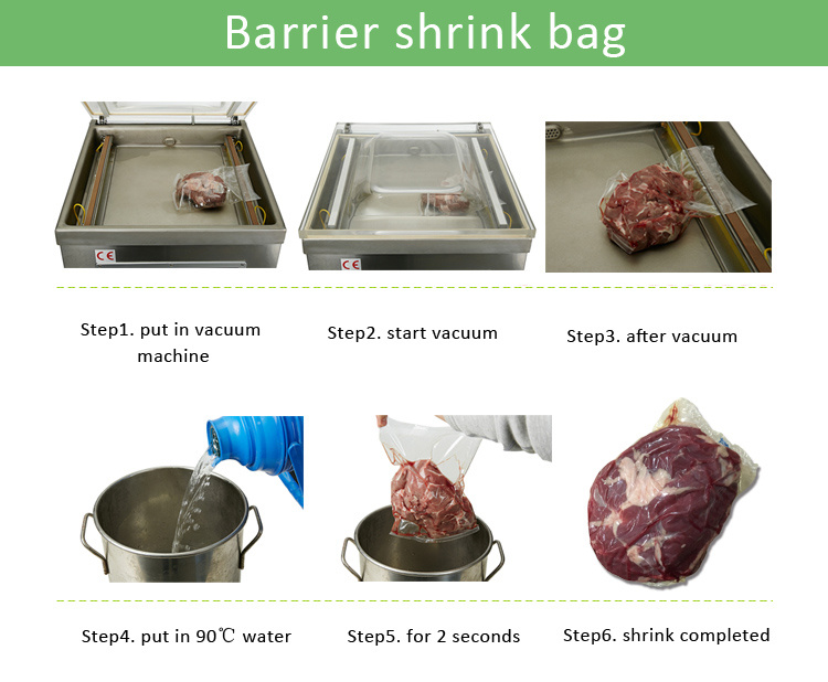 Co Extruded Hot Water Colored Food Plastic Vacuum Shrink Wrap Bags