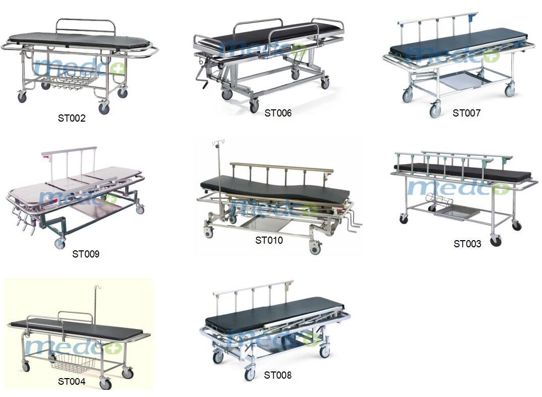 Stainless Steel Manual Hospital Emergency Ambulance Transfer Stretcher Trolley