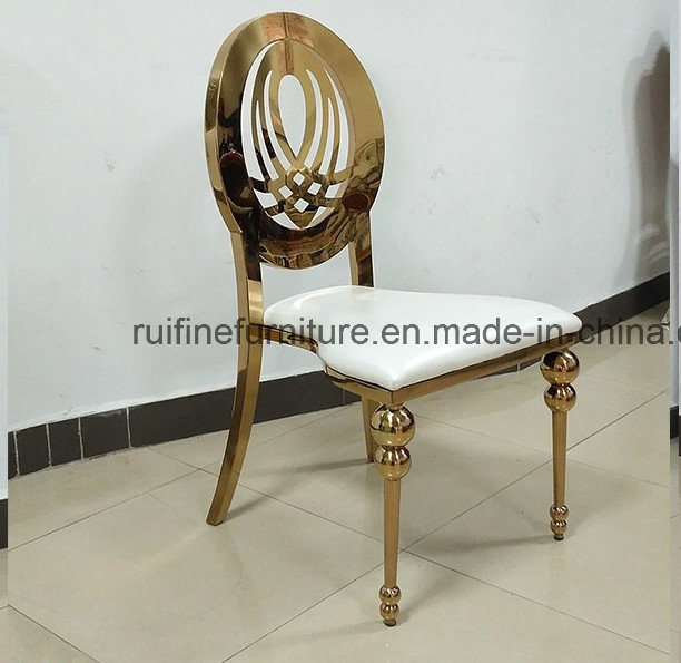 Foshan Gold Stainless Steel Round Moon Table Banquet Dining Chair for Wedding Event