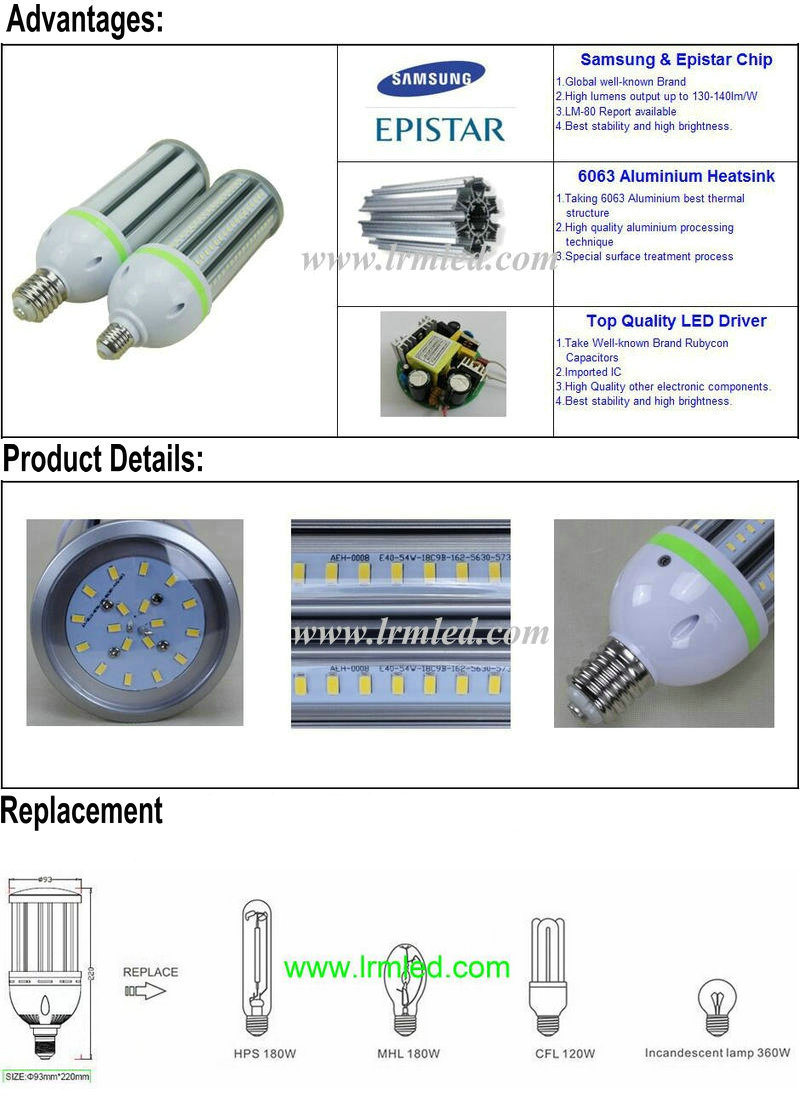 Energy Saving Garden Light Street Bulb E27 E40 36W LED Corn Light