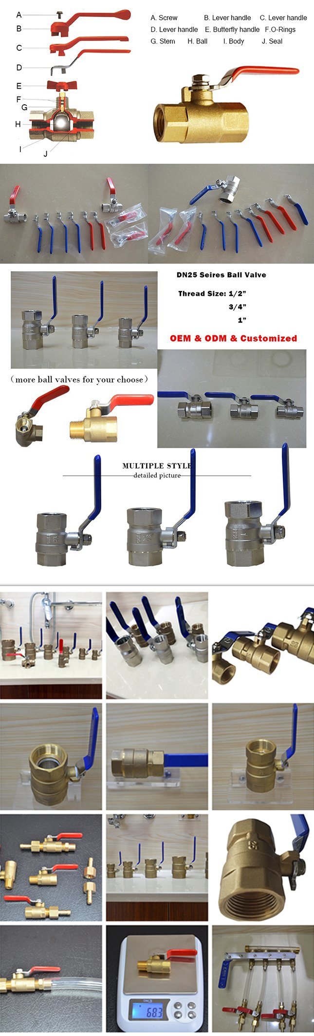 Brass Water Ball Valve with Lever Handle