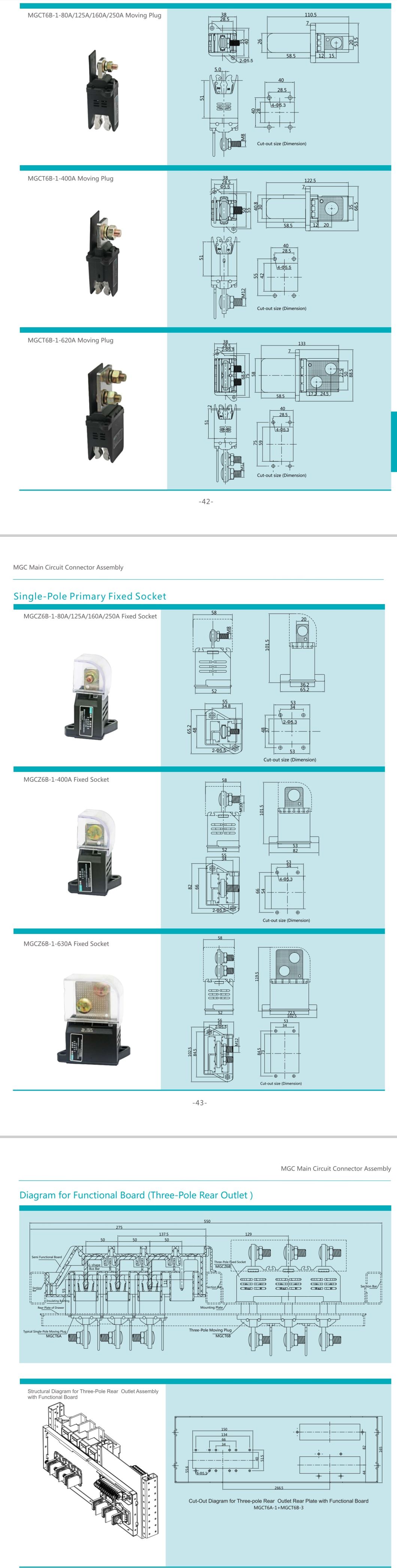 Low Voltage Switchgear Main Circuit Primary Fixed Plug 80/125/160/250/400/630A