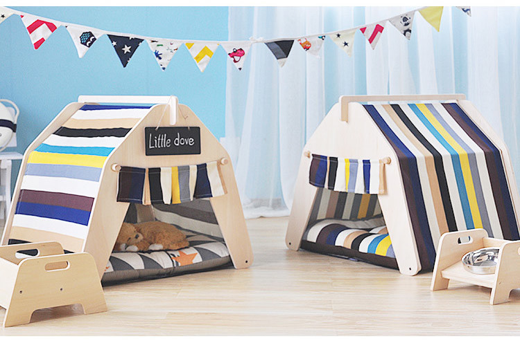 Quality Outdoor Pine Wood Pet Tents Dog House with Cushion