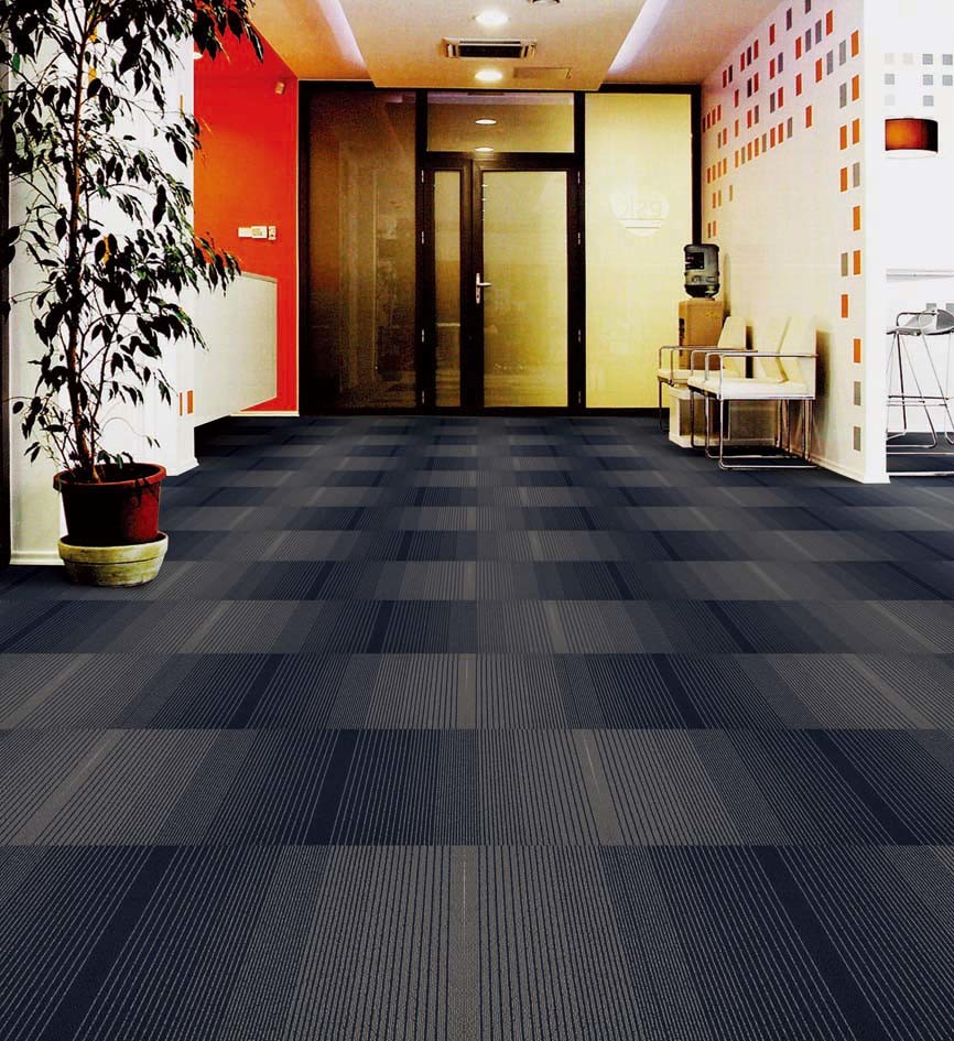 Gradual Change Anti-Slip Tile PVC Carpet for Hotel/Bank/Store/Supermarket Comercial Use
