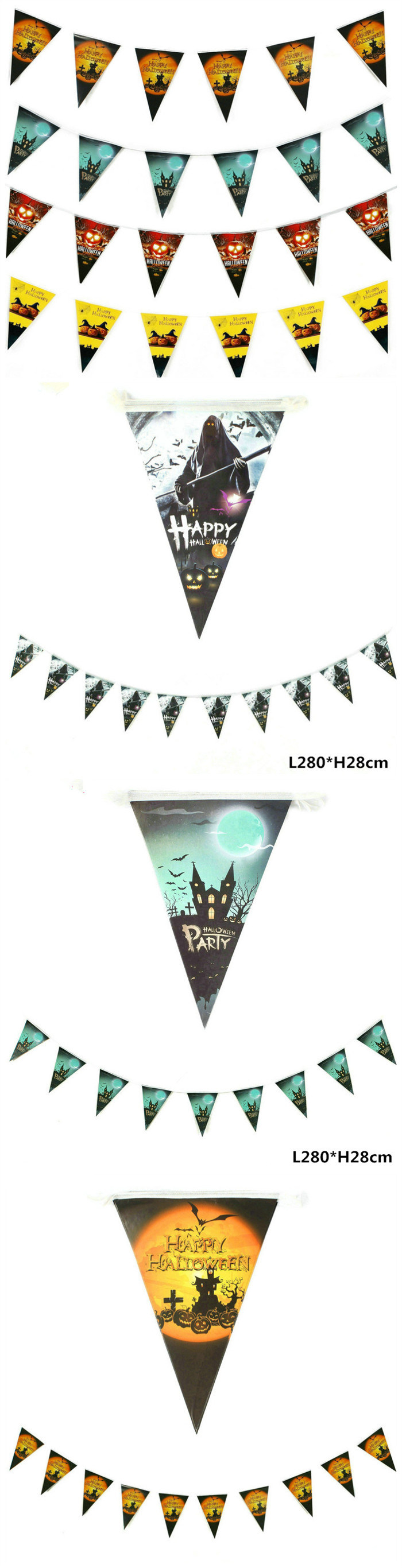 Wholesale Happy Birthday Cake Photos Triangle Flag Paper Garlands for Party Decoration