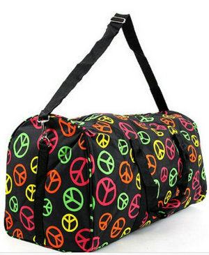 Foldable Colorful Printing Polyester Weekend Travel Duffel Bags