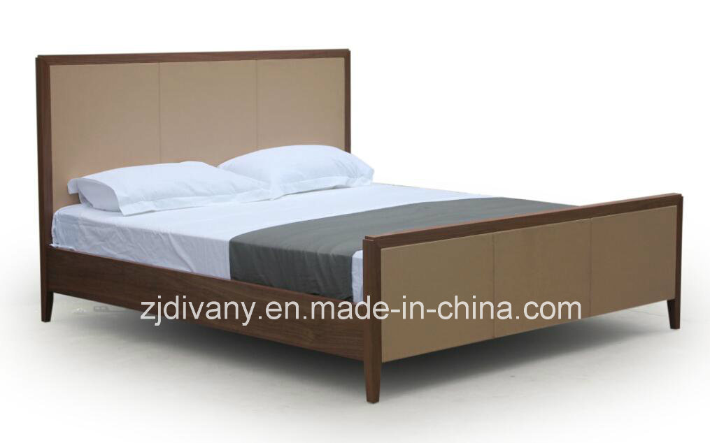 Italian Modern Wood Fabric Leather Bed Furniture