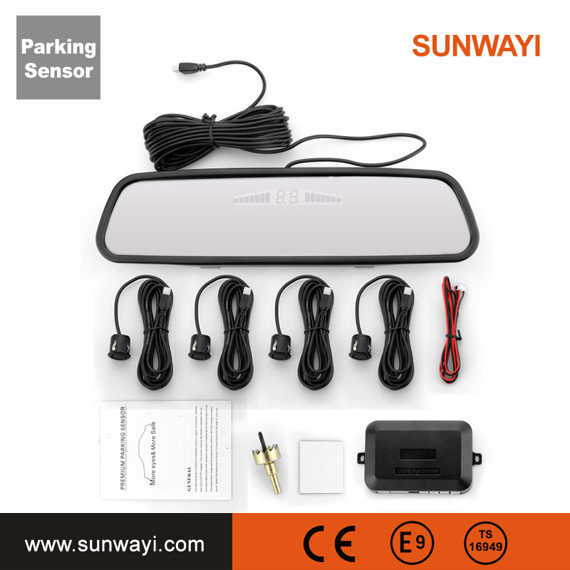 Car Car Parking Assistance System with 4 Parking Sensors Wireless Rear View Mirror LCD Display Backup Kit