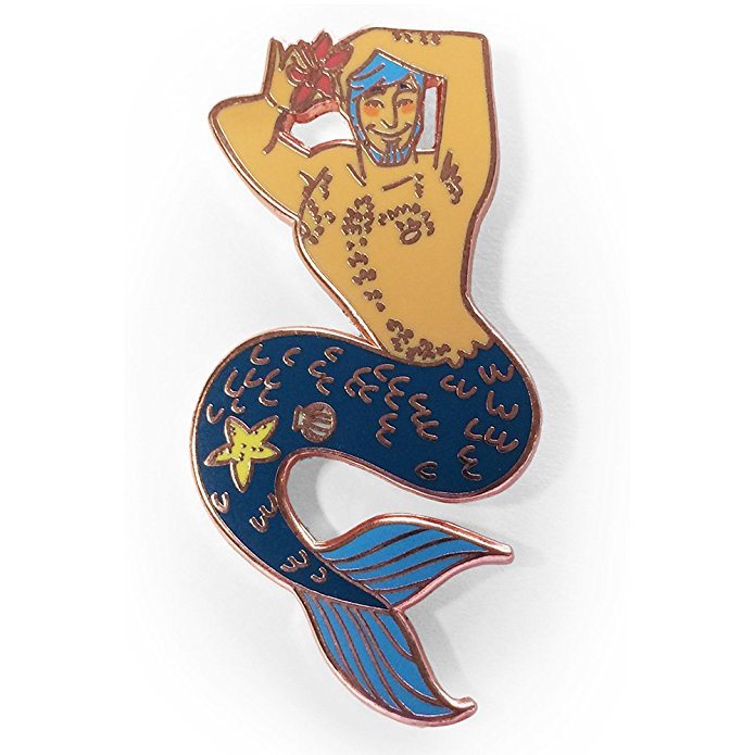 Custom Funny Man Mermaid Enamel Pin Badge Hard Enamel Pin