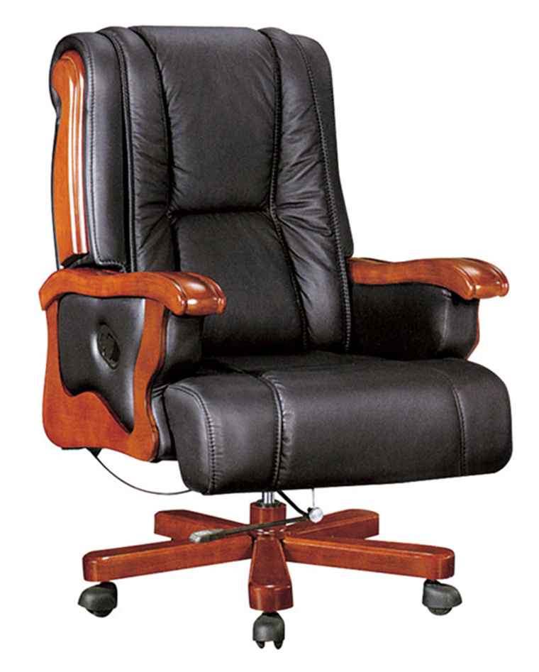 Traditional Wooden Manager Office Chair with Vinyl Upholstered