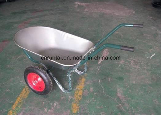 Galvanized Tray Good Quality Double Wheels Wheelbarrow (Wb6407)