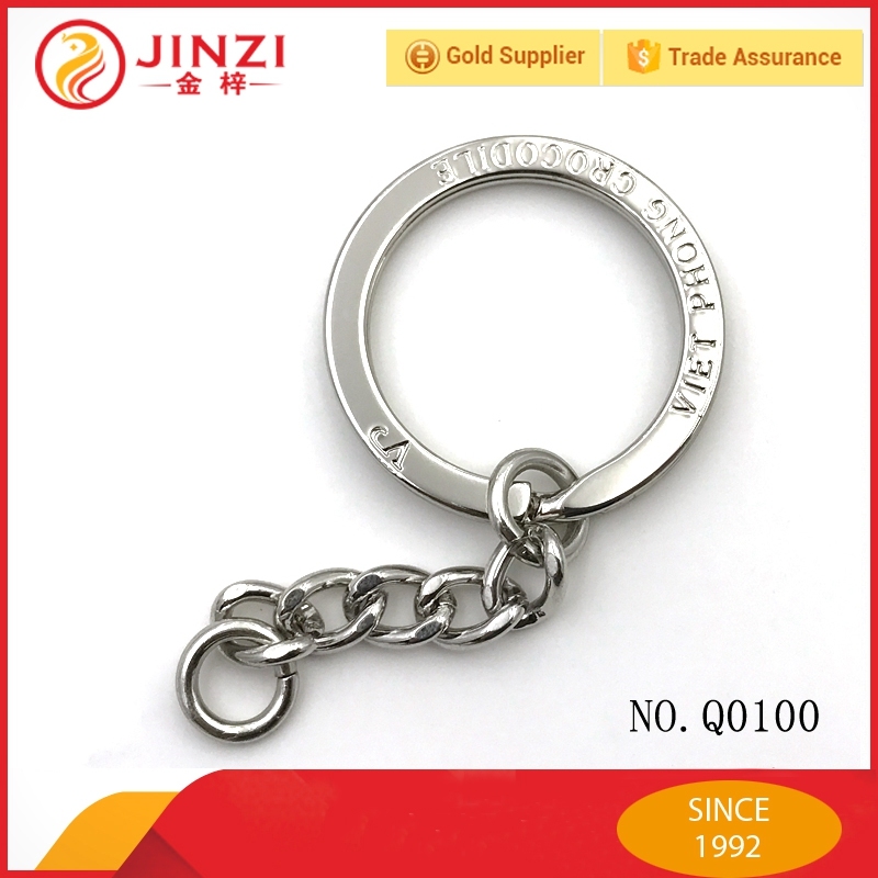 Nickel Metal Blank Key Ring Key Chain and Engraved Logo