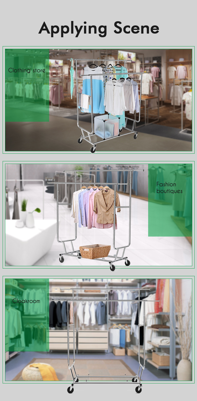 Single Collapsible Rolling Garment Rack Clothes Display Rack