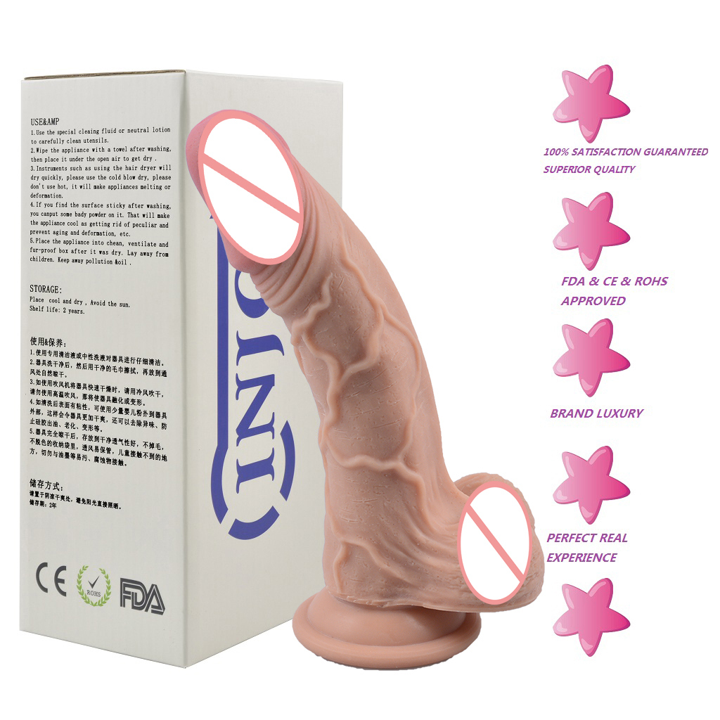 Dildo with Stretchable Skin Realistic Fake Penis with Testis Suction Cup Sex Toy for Women