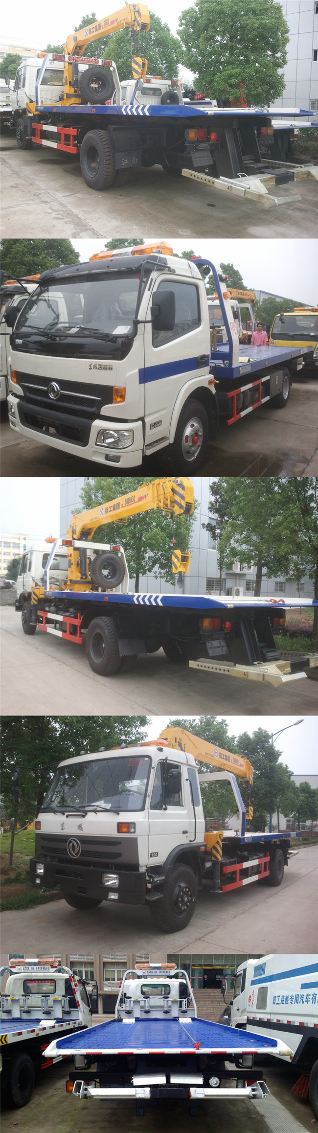 Dongfeng 4X2 8ton Flatbed Truck Mounted Crane Towing Truck