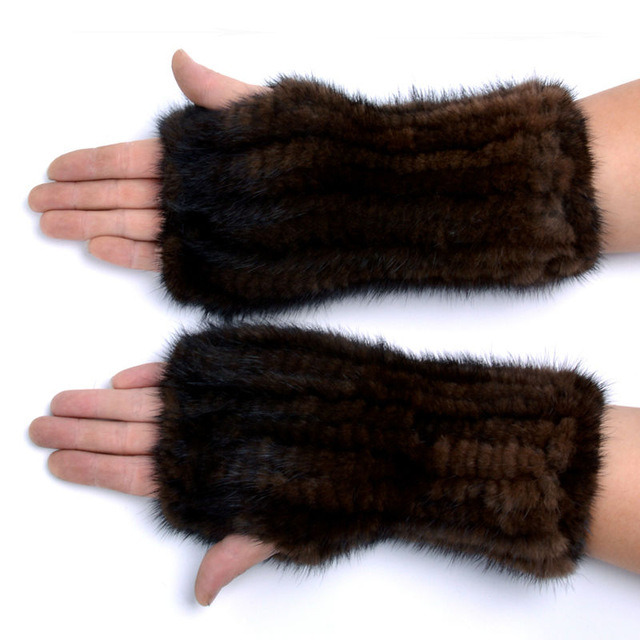 Popular Knitted Mink Fur Gloves Mittens for Finger Arm Warmer