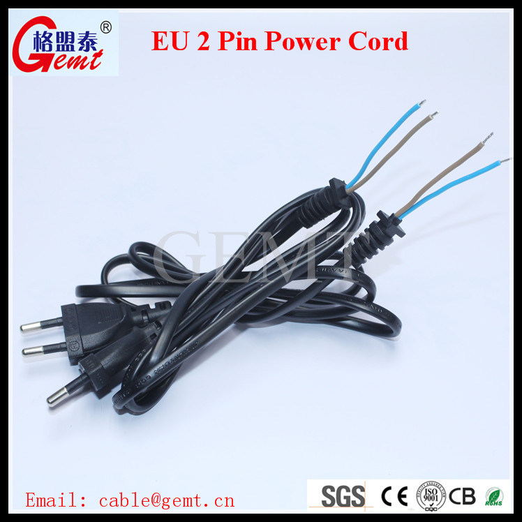 AC Europe Type Power Extension Cord 2 Pin H03VV-F Powercord Cable EU 2 Pin Plug EU Power Cord