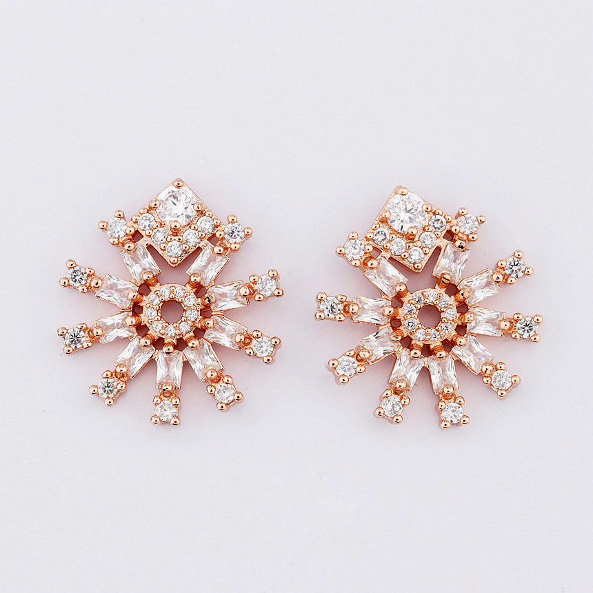 Snowflake Shape Stud Earring with Micro Pave Setting