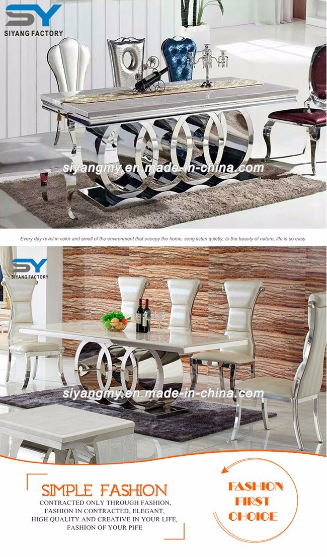 Modern Dining Room Set White Marble Diing Table