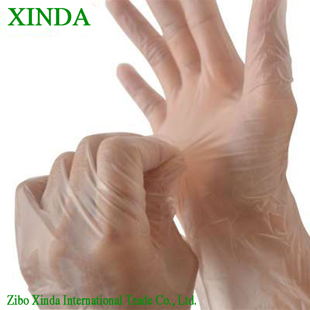 Disposable Clear/Blue Color Examination Vinyl Gloves Hand Care Stretch Medical Gloves