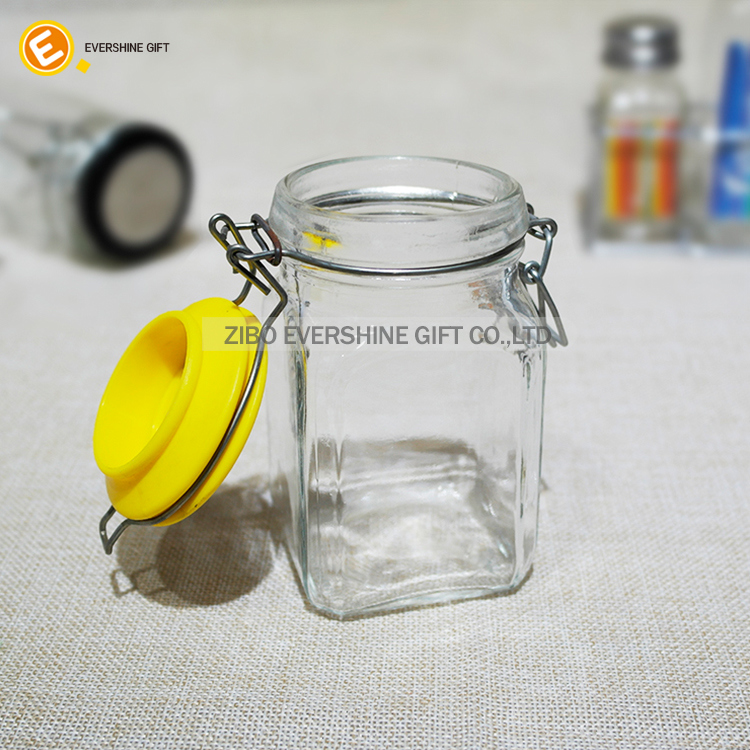 Italian Glass Airtight Canister with Hinged Lid