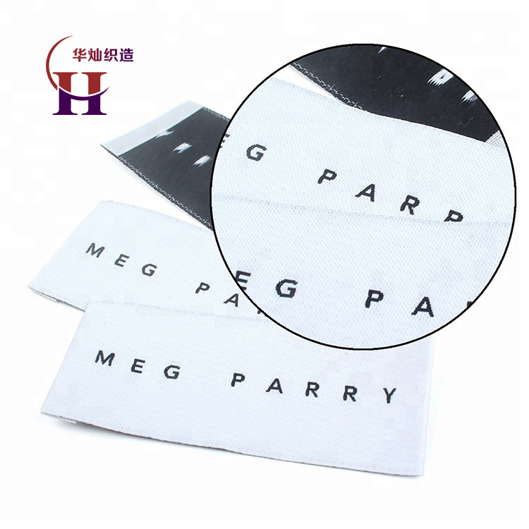 High Density Custom Brand Name Logo and Size End Folded Textile Neck Woven Tags Labels for Clothing