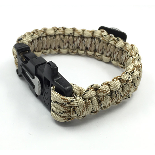 Outdoor Compass Whistle Paracord with Fire Starter Survival Bracelet