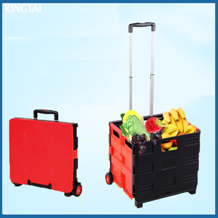 Supermarket Plastic Portable Grocery Trolley/Folding Shopping Trolley/Folding Shopping Cart