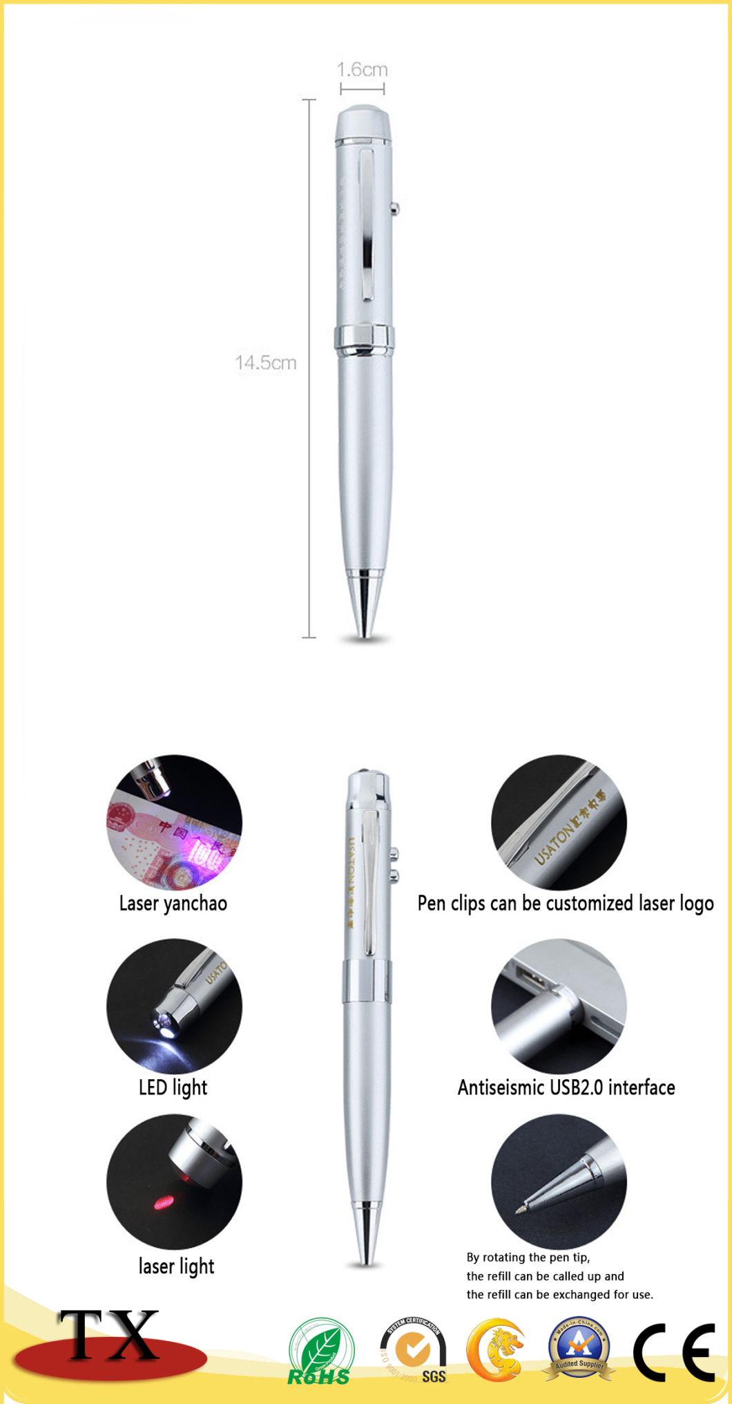 High Quality USB Pen Laser Pen with Business Gift USB Pen Drive