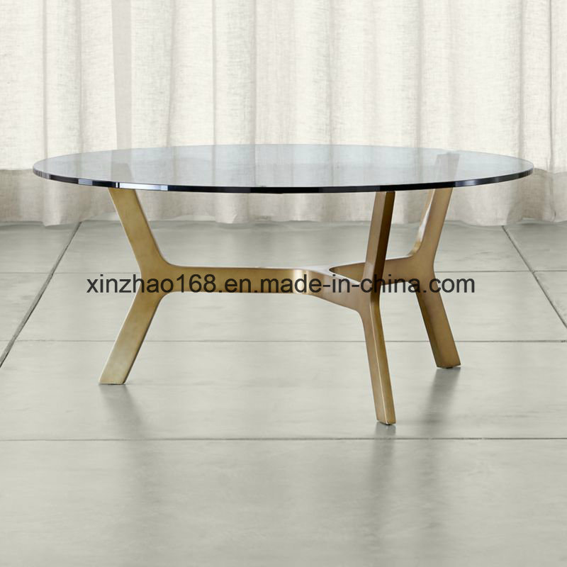 Luxury Design Glass Top Gold Stainless Steel Coffee Table