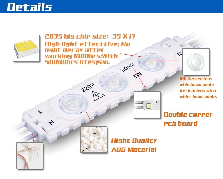 AC 220V with Lens Waterproof IP65 LED Module High Quality for LED Sign, Shop Banner