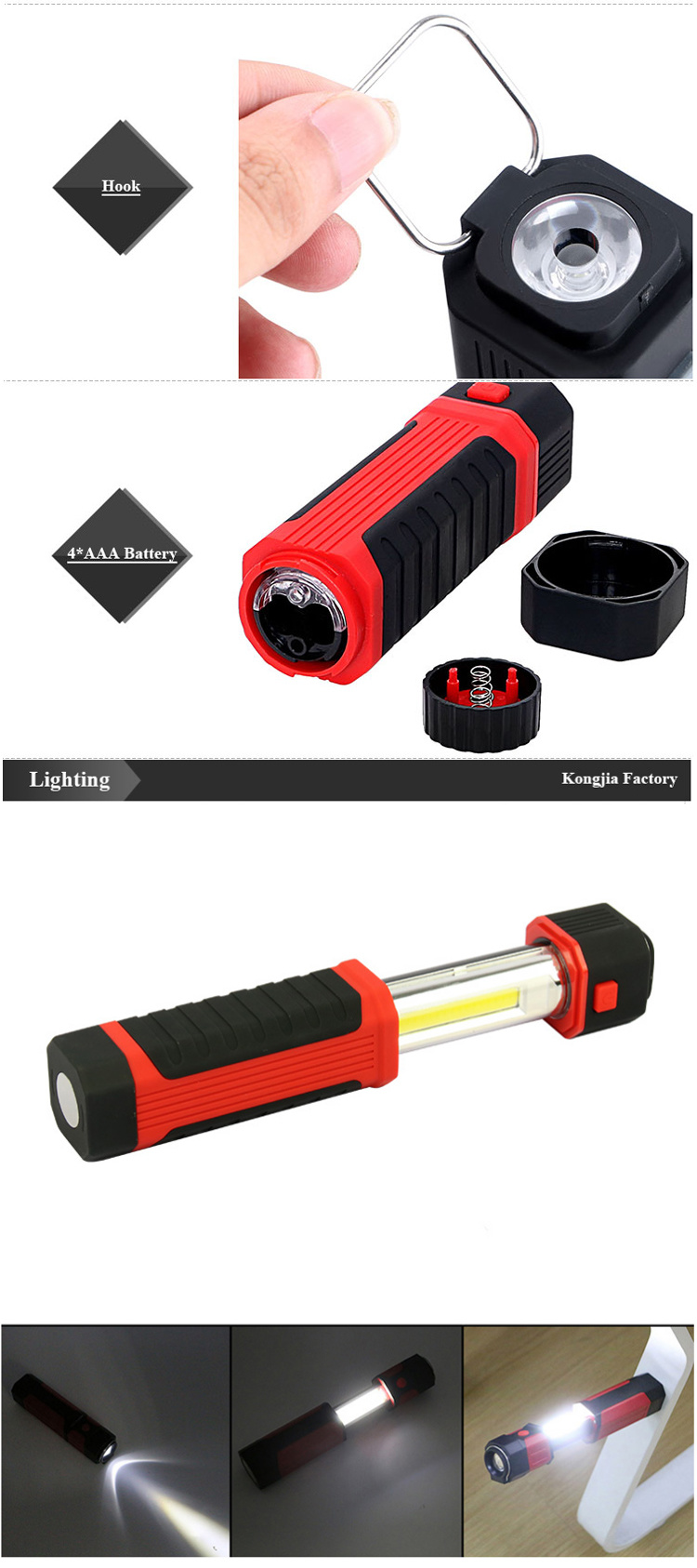 Stretchable LED Flashlight Repairing Lamp Super Bright COB Work Light