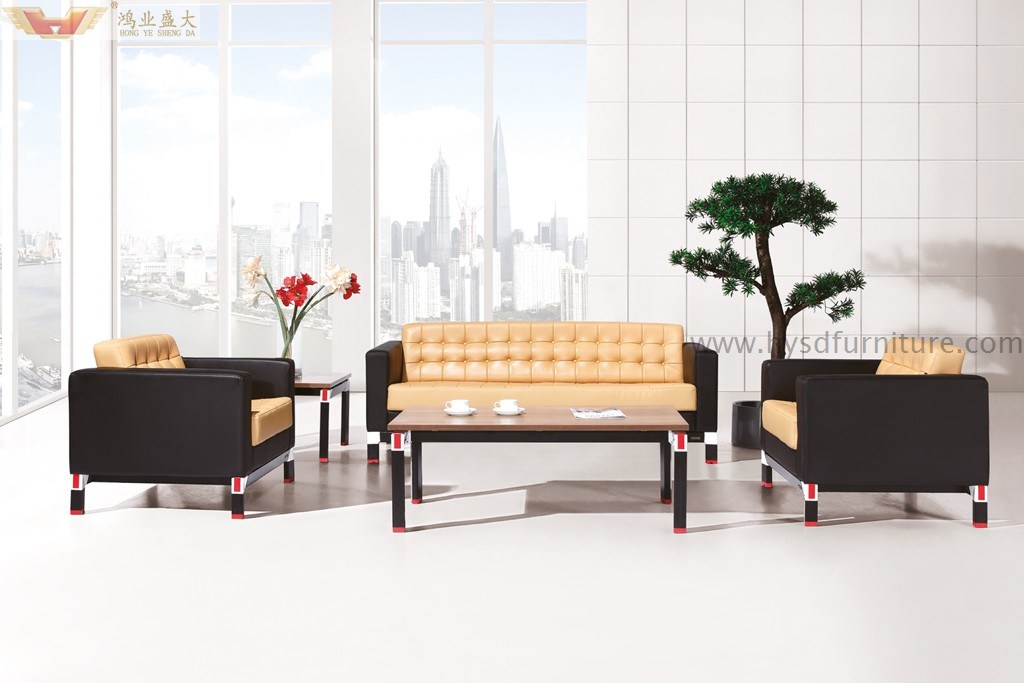 Popular Foshan Leather 1+1+3 Genenie Italian Leather Office Sofa Set