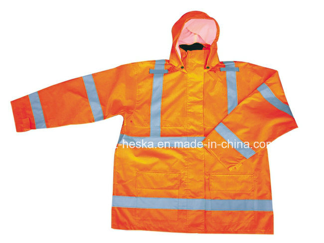 High Visibility Safety Wear Mens Reflective Rainwear with En20471