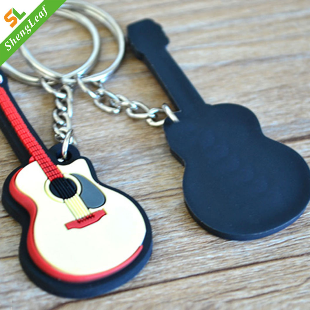 Music Tool Both Side Design Rubber Guitar Keychain