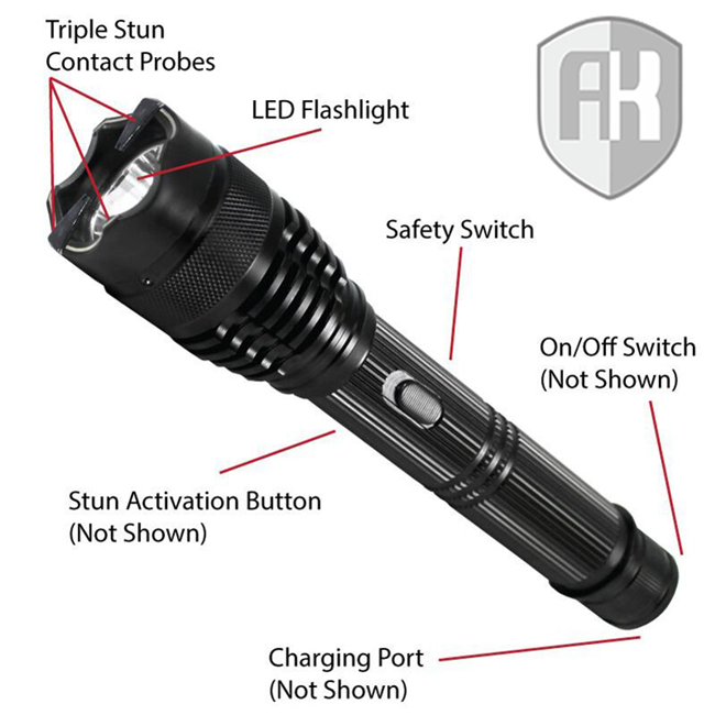 Police Force Tactical Stun Gun LED Flashlight