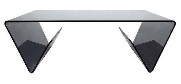 Grey Bent Glass Coffee Table with 4 Legs