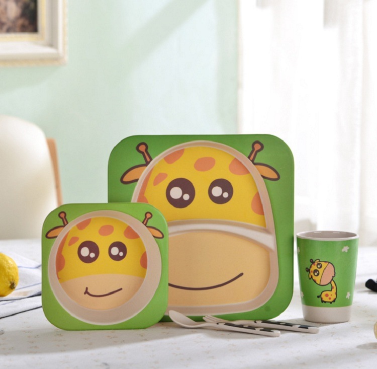 Eco Friendly Melamine Tableware Bamboo Fiber Kids Dinnerware Set