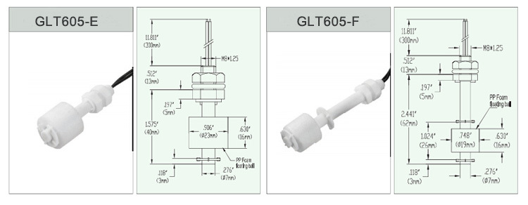 Glt605 Plastic 2 Wires Magnetic Liquid Level Float Switch