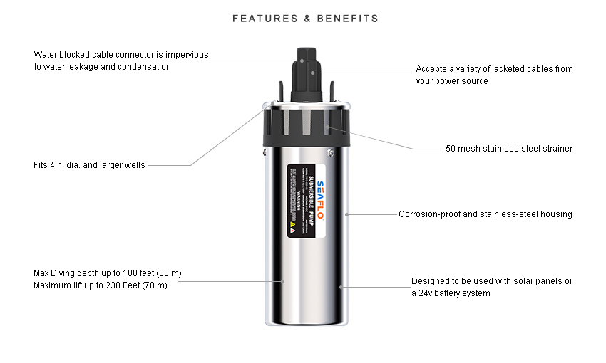 Seaflo Deep Well Submersible Water Pump 24V