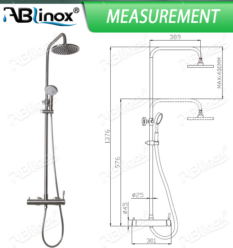 Top Quality Ablinox Stainless Steel Thermostatic Shower Faucet