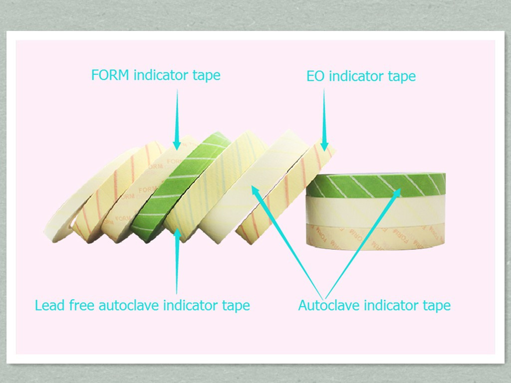 Autoclave and Steam Sterilization Indicator Tape Made of Green Paper