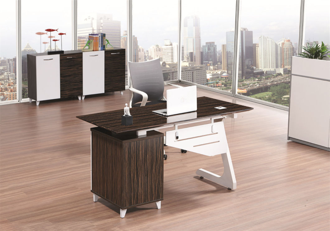 Modern Melamine Staff Metal Veneer Manager Computer Office Table