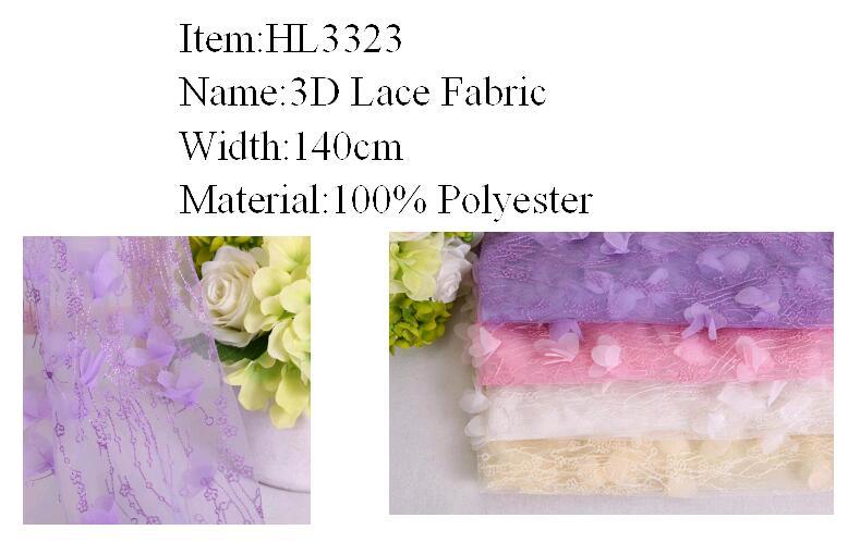 Many Designs Hot Selling 3D Embroidered Lace Fabric for Dress