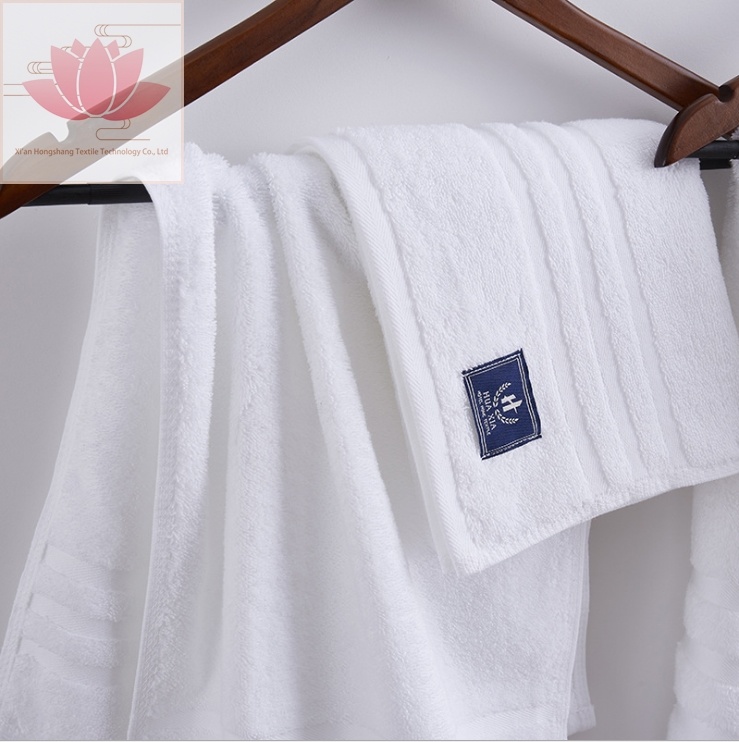 Custom Star Hotel Used White 100% Cotton Jacquard Terry Towel