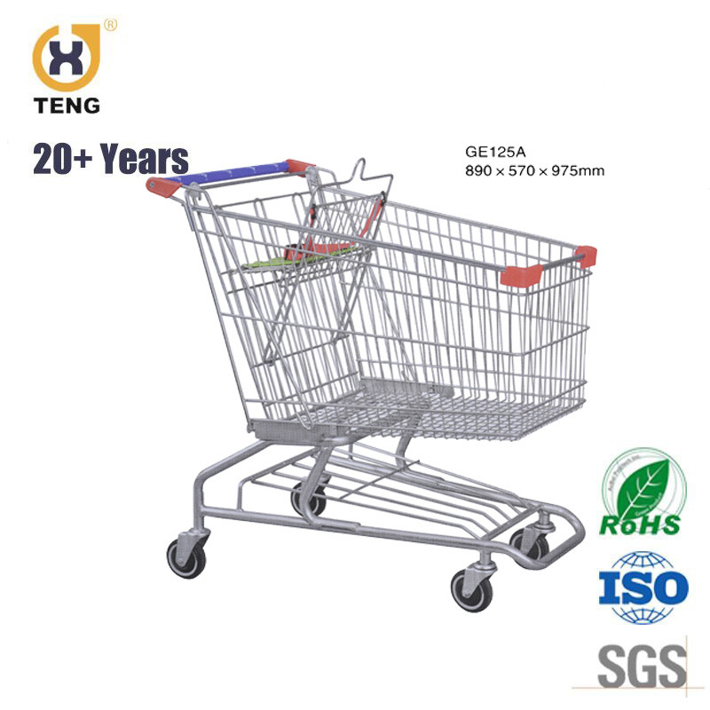 Wholesale and Retail Germany Style Shopping Cart Metal Locking Trolley