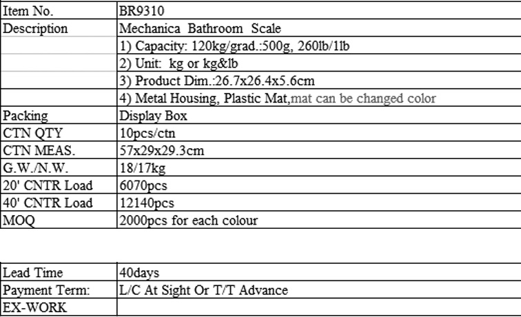 Home Care Equipment Electric Body Scale (BR9310)